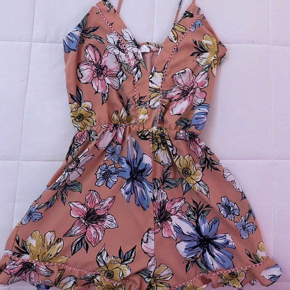 Pink Floral Romper - Picture 1 of 3
